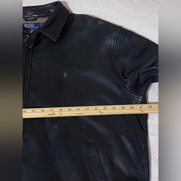 🔥 Polo Ralph Lauren Black Leather Jacket Men XXL Classic Full-Zip Timeless Style - Picture 11 of 16